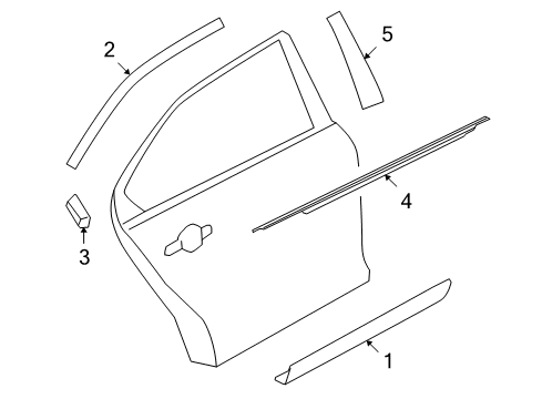 2014 Ford Special Service Police Sedan Exterior Trim - Rear Door Diagram