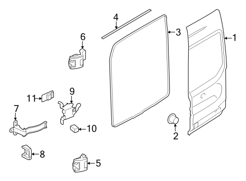 2025 Ford E-Transit Back Door & Components Diagram 2 - Thumbnail