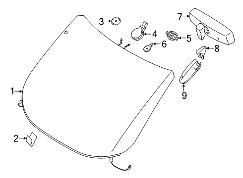 2016 Ford Transit Connect Glass - Windshield Diagram 2 - Thumbnail