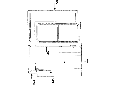 1987 Ford E-150 Econoline Exterior Trim - Side Door Diagram
