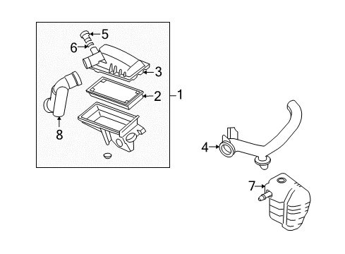 2007 Mercury Mariner Air Cleaner Assembly Diagram for 5M6Z-9600-AA