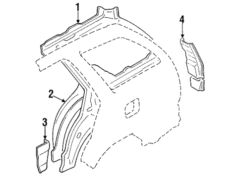 1996 Ford Escort Inner Structure - Quarter Panel Diagram 2 - Thumbnail