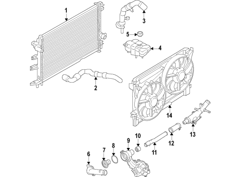 2017 Ford Fusion Radiator & Components Diagram