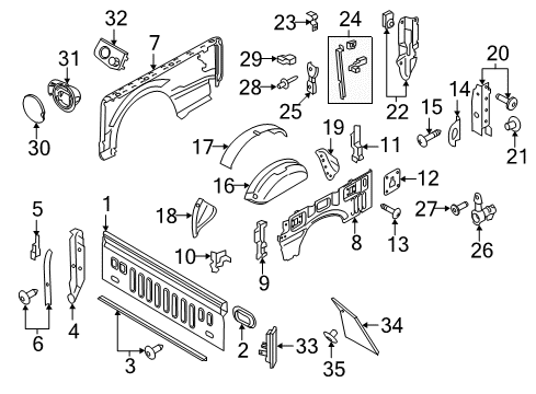 2017 Ford F-350 Super Duty Front & Side Panels Diagram