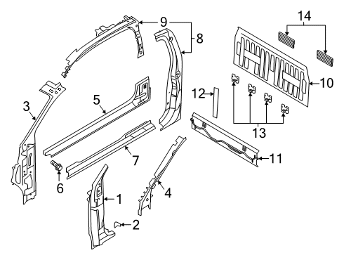 2019 Ford Ranger Hinge Pillar Diagram