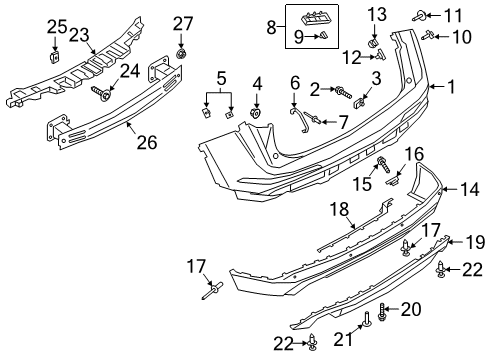 2024 Lincoln Corsair Bumper & Components - Rear Diagram