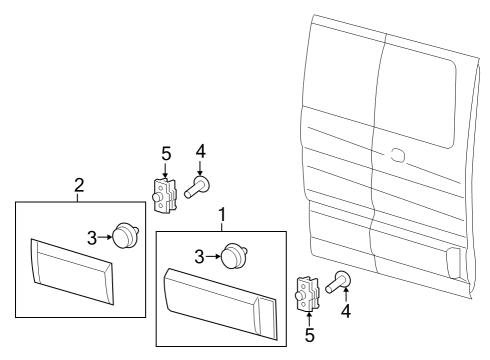 2024 Ford E-Transit Exterior Trim - Side Door Diagram