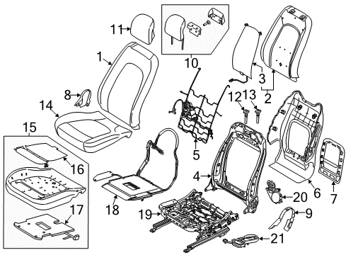 2013 Lincoln MKZ Headrest Cover, Charcoal Diagram for DP5Z-54610A62-AC