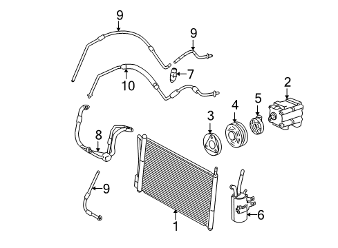 2007 Ford Focus A/C Condenser, Compressor & Lines Diagram