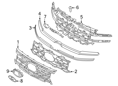 2022 Ford Expedition Grille & Components Diagram
