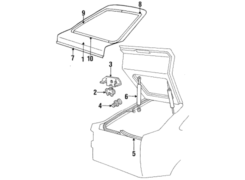 1987 Ford Escort Exterior Trim - Lift Gate Diagram