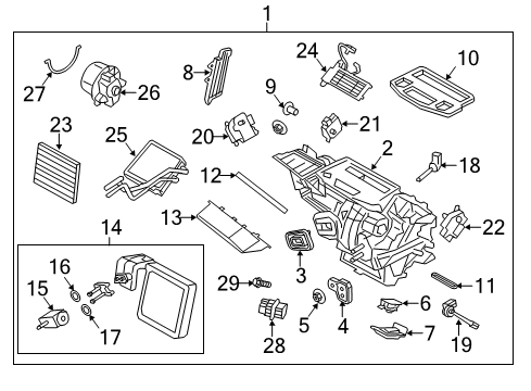 2016 Ford Fiesta A/C Evaporator & Heater Components Diagram