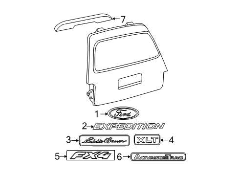 2004 Ford Expedition Exterior Trim - Lift Gate Diagram