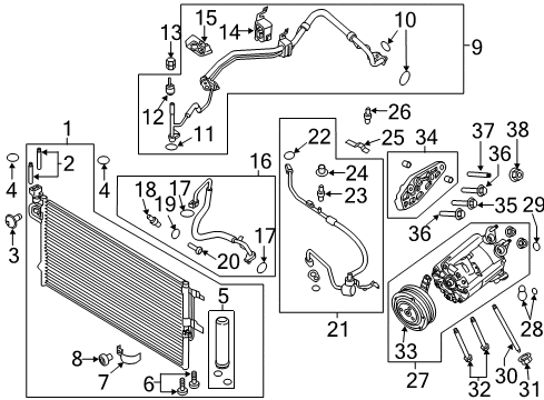 2018 Lincoln MKC Belt Tensioner Bolt Diagram for -W500113-S442