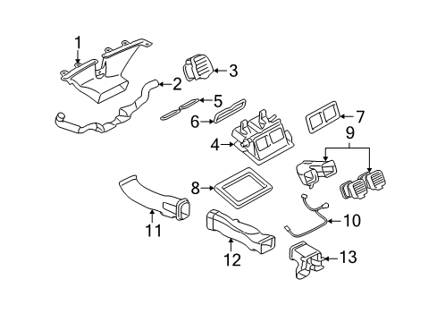 2004 Lincoln Aviator Defroster Nozzle, Front Diagram for 1L2Z-18490-AA