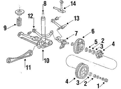 1988 Ford Taurus Rear Suspension Components Diagram 3 - Thumbnail