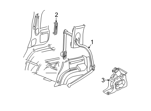 2003 Lincoln Aviator Rear Seat Belts Diagram 2 - Thumbnail