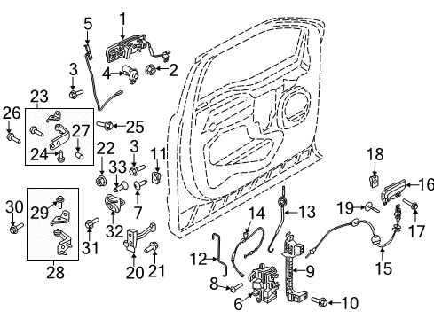 2018 Ford F-250 Super Duty Front Door - Lock & Hardware Diagram