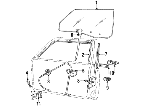 1984 Ford Escort Glass - Door Diagram
