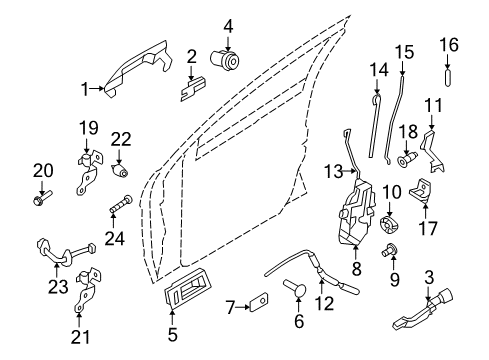 2008 Ford Focus Front Door - Lock & Hardware Diagram