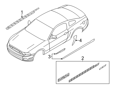 2014 Ford Mustang Stripe Kit, White, Passenger Side Diagram for AR3Z-6320000-AG
