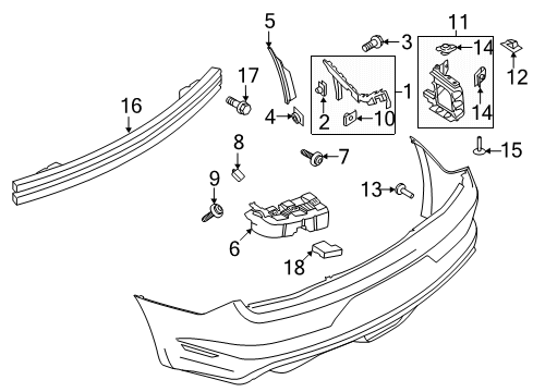 2016 Ford Mustang Bumper & Components - Rear Diagram 5 - Thumbnail
