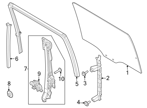 2025 Ford F-250 Super Duty Glass - Door Diagram