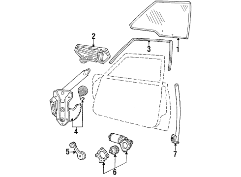 1987 Mercury Grand Marquis Glass - Door Diagram 4 - Thumbnail