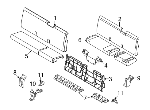 2009 Ford F-350 Super Duty Rear Seat Components Diagram