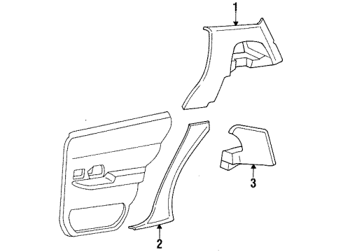 1995 Mercury Grand Marquis Quarter Trim, Driver Side Diagram for F5AZ-5431013-ABT