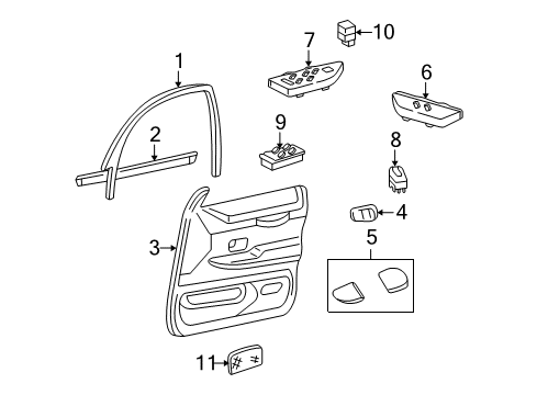 2011 Ford Crown Victoria Interior Trim - Front Door Diagram