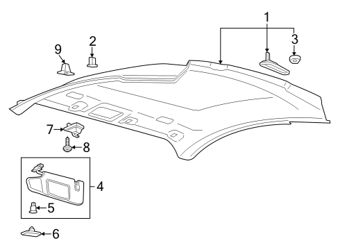 2025 Ford Mustang Interior Trim - Roof Diagram