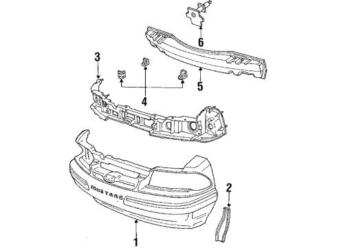 1988 Ford Mustang Bumper & Components - Front Diagram