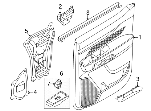 2024 Ford Ranger Interior Trim - Rear Door Diagram
