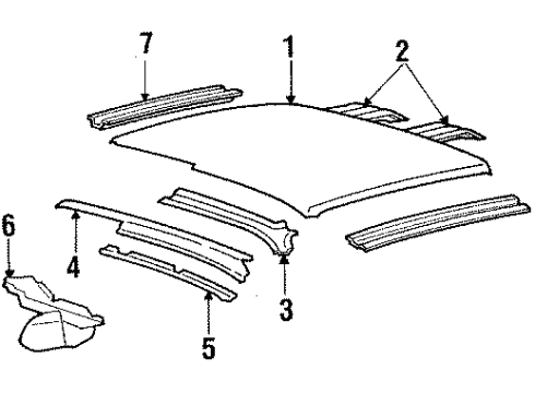 1987 Mercury Topaz Roof & Components Diagram