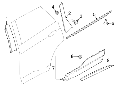 2018 Ford Edge Exterior Trim - Rear Door Diagram