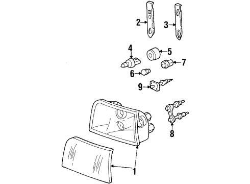 1999 Ford Crown Victoria Headlamp Components Diagram