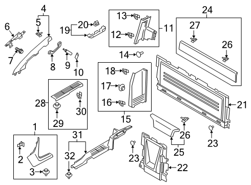 2020 Ford Ranger Cover Clip, Gray, Center Diagram for -W714972-S300