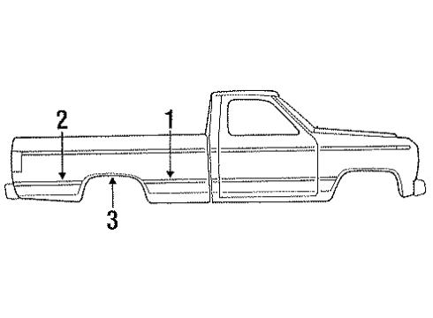 1992 Ford F-250 Exterior Trim - Pick Up Box Diagram