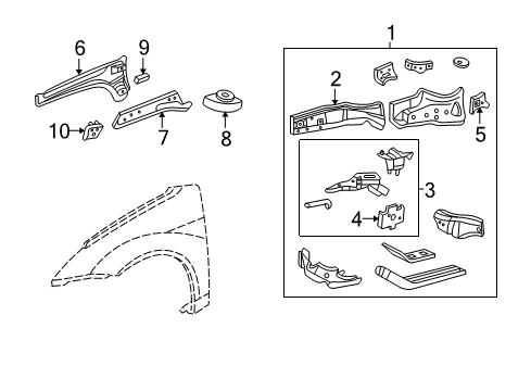 2004 Ford Focus Structural Components & Rails Diagram