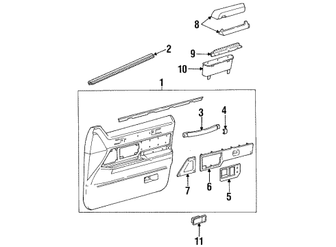 1990 Lincoln Town Car Interior Trim - Front Door Diagram