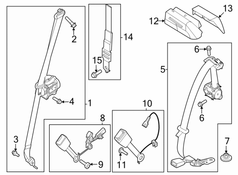 2025 Ford F-350 Super Duty Rear Seat Belts Diagram