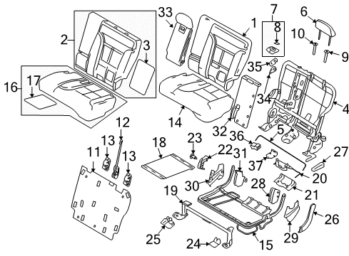 2008 Lincoln MKX Seat Frame, Rear Driver Side Diagram for 7T4Z-7863161-B