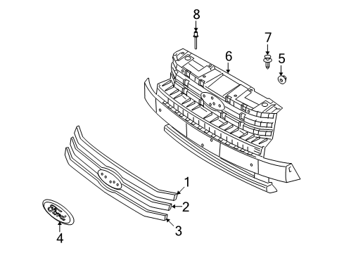 2009 Ford Flex Grille & Components Diagram