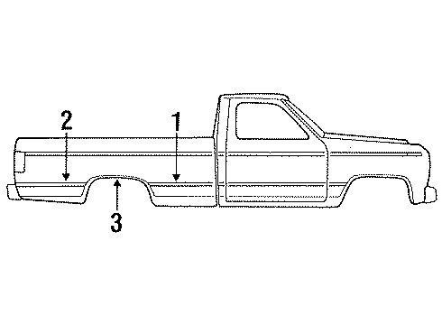 1997 Ford F-350 Exterior Trim - Pick Up Box Diagram
