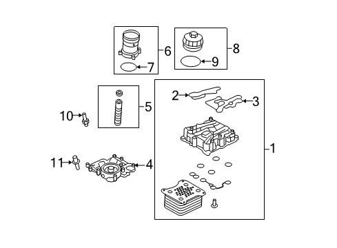 2008 Ford F-350 Super Duty Oil Cooler Assembly Diagram for 8C3Z-6A642-B