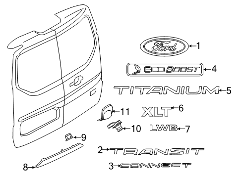 2017 Ford Transit Connect Exterior Trim - Back Door  Diagram