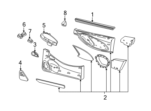 2001 Ford Mustang Interior Trim - Door Diagram