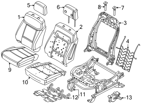2023 Ford F-350 Super Duty Driver Seat Components Diagram