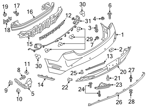 2017 Lincoln MKZ Bumper & Components - Rear Diagram